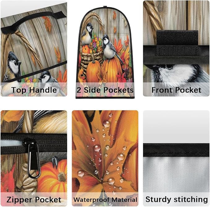 cfpolar Kitchen Aid Mixer Cover Compatible with 6-8 Quarts Fall Thanksgiving Bird Sunflowers Stand Mixer Cover Kitchen Aid Mixers Accessories Appliance Organizer Bag Dust Covers with Zipper Pocket