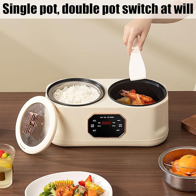 3.4L Double Spelling Rice Cooker Electric Multi-functional Double-liner Hotpot Pot Comes with 1 Steamer Keep Warm
