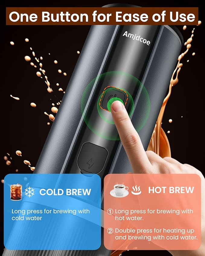 Portable Espresso Maker 20 Bar Electric Espresso Machine for Travel Camping Rechargeable USB-C Mini Coffee Maker for NS Capsule Pods and Ground Coffee Gray