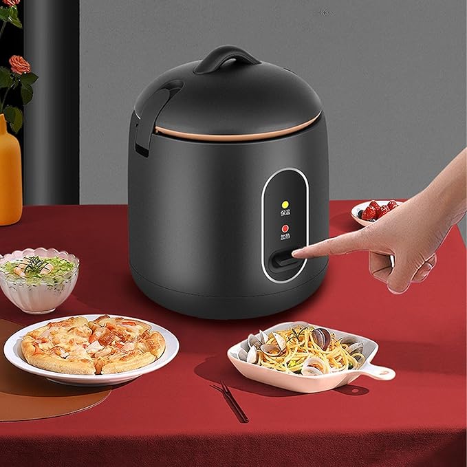 Compact Home Rice Cooker Small Black Automatic Rice Cooker 1LCapacity with Thermal Rice Cooker and Steaming Pot Liner for Dormitories and Small Kitchens