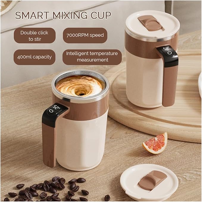 Self Stirring Coffee Mug Automatic Stirring 400ml Smart Mixing Cup Mini Electric Coffee Self Mixing Mug Lazy Milkshake Rotating BlenderElectric Stirring Cup(Brown)