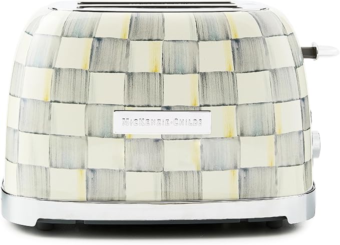 MACKENZIE-CHILDS 2-Slice Toaster Decorative Toaster for Kitchen Gray-and-White Sterling Check