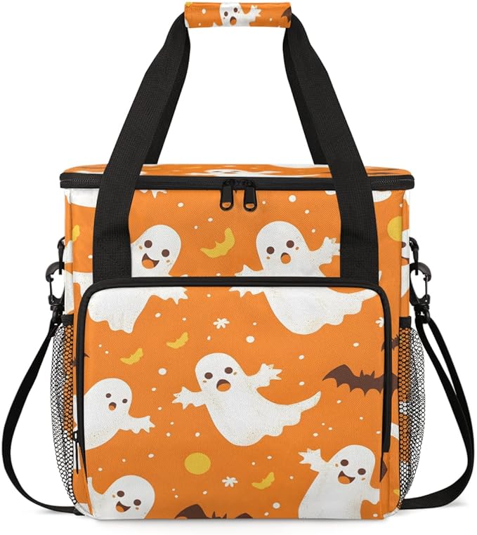 Cartoon Spooky Ghosts Coffee Maker Carrying Bag Portable Travel Storage Tote Bag Compatible with K-Mini or K-Mini Plus Single Serve Coffee Brewer Carrying Case with Multiple Pockets &amp Shoulder S