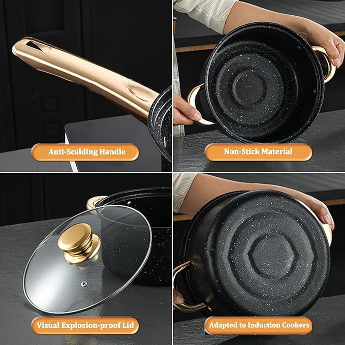Ceramic Cookware Set with Lids Nonstick Ceramic Cookware Set 8 Piece Pots Pans Lids Ceramic and Pans Set Nonstick Kitchen Cookware Sets Scratch Resistant for Induction Cooktop
