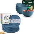 Homienly 14-Piece Premium Wheat Straw Dinnerware SetsLightweight and Unbreakable Plates and Bowls Sets - Plates Bowls for KitchenDishwasher and Microwave Safe Dishes Set - Blue