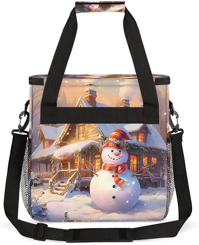 Xmas Snowman Coffee Maker Carrying Bag Magical Snowman Travel Storage Bag Compatible with K-Mini or K-Mini Plus Single Serve Coffee Brewer Carrying Case with Multiple Pockets &amp Shoulder Strap