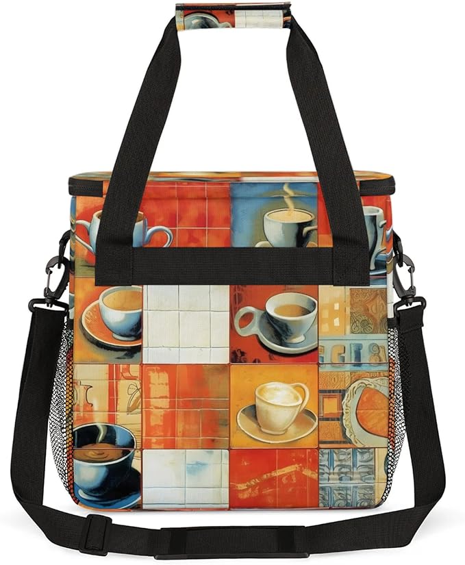 Coffee Cup Coffee Maker Travel Bag for Keurig K-Mini/K-Mini Plus Insulated Waterproof Tote with Pockets for K-Cup Portable Single-Serve Brewer Case
