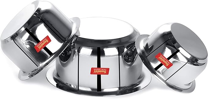 Sumeet Stainless Steel Tope/patila/cookware 370 550 800ml 3 Piece (Steel)