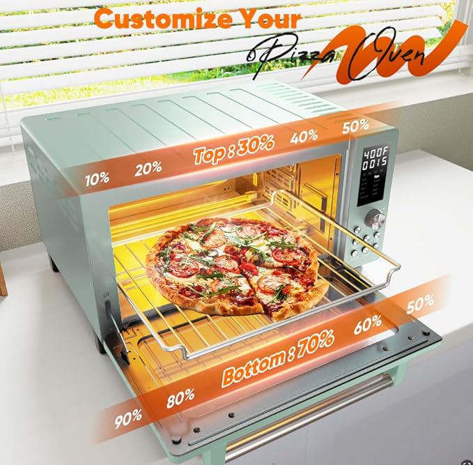 Nuwave Bravo Pro Smart 21QT Toaster Oven Air Fryer Combo Convection Oven Countertop 10 functions all in 1 with even &amp quick crisp technology 50-450°F 1800W Mint Green