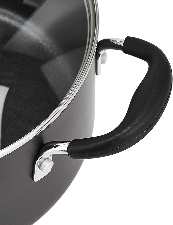 Amazon Basics Hard Anodized Non-Stick 12-Piece Cookware Set Pots Pans and Utensils Black