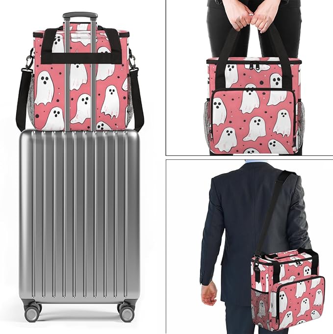 Magic Spooky Ghosts Coffee Maker Carrying Bag Portable Travel Storage Tote Bag Compatible with K-Mini or K-Mini Plus Single Serve Coffee Brewer Carrying Case with Multiple Pockets &amp Shoulder Str