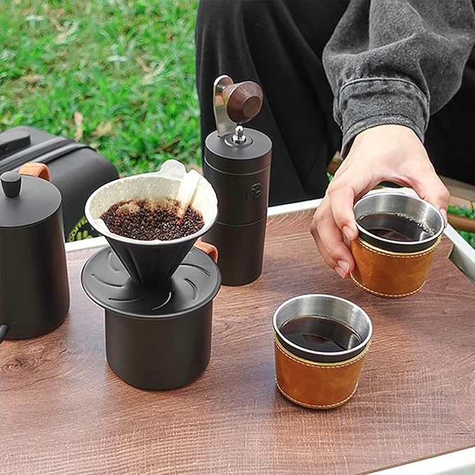 Pour Over Coffee Set DIY Manual Coffee Maker Set for Coffee Lovers Hand Coffee Maker Portable Travel Gadgets Manually Operated Perfect for Camping (Size : B)