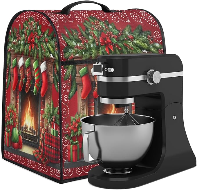 cfpolar Kitchen Aid Mixer Cover Compatible with 6-8 Quarts Christmas Stockings Xmas Stand Mixer Cover Kitchen Aid Mixers Accessories Appliance Organizer Bag Dust Covers with Zipper Pocket