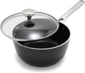 Orfeo 2.4QT Nonstick Saucepan with Lid Made in Italy Diamond Ceramic PFAS-Free Cookware Induction Ready Scratch Resistant Laser-Fused Surface for Durability Dishwasher Safe Black