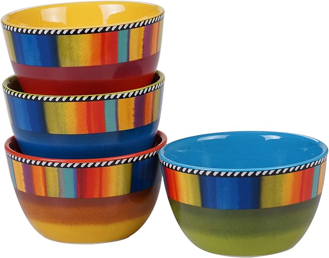 Sierra 16-Piece Ceramic Dinnerware Set: Service for 4 Includes Dinner Plates Salad Plates Mugs and Ice Cream Bowls - Great for Everyday Meals Entertaining and Vibrant Table Settings