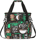 Turquoise Start Your Day With Coffee Coffee Maker Carrying Bag Coffee Machine Travel Storage Tote Bag Compatible with K-Mini or K-Mini Plus Portable Single Serve Coffee Brewer Case with Pockets