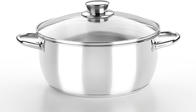 Monix Optima 2 4-Piece Stainless Steel 18/10 Battery Suitable for All Cooking and Induction: 20 cm Saucepan 20 cm and 24 cm Glass and Saucepan 16 cm without Lid