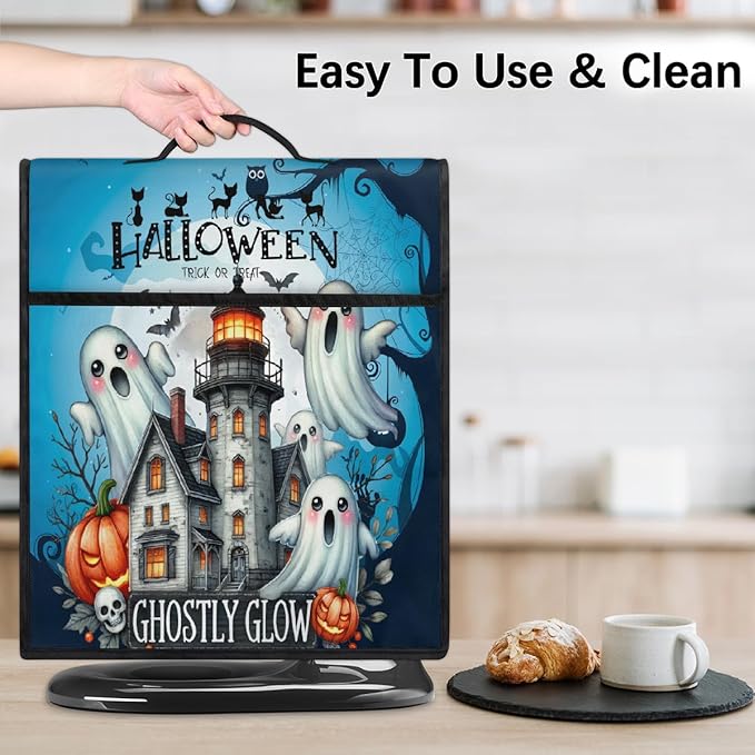 cfpolar Kitchen Aid Mixer Cover Compatible with 6-8 Quarts Halloween Ghost Castle Pumpkin Moon Stand Mixer Cover Kitchen Aid Mixers Accessories Appliance Organizer Bag Dust Covers with Zipper Pocket