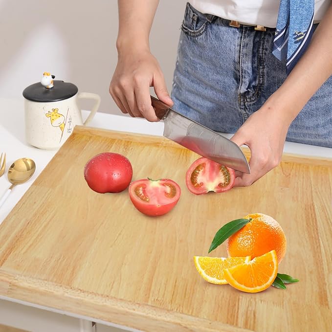 24 x 20 Reversible Wooden Pastry Board Wood Pasta Board with Lip Bread Board Cutting Board Chopping Board Pie Board with Engraved Ruler for Counter Top Kitchen-Wood