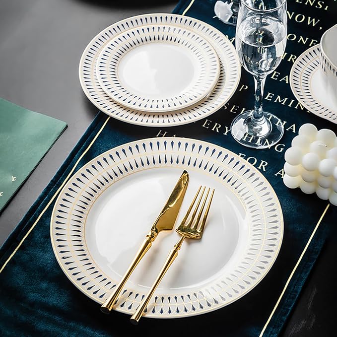 24-piece dinnerware sets dish set for 6 ceramic round plates white kitchen dish set with dinner plates and cup plates and cups set daily use dishwasher safe for housewarming party