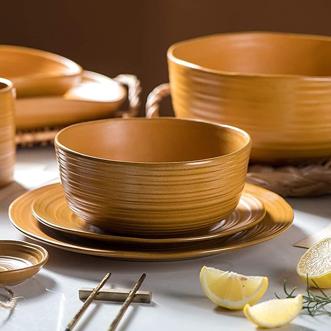 Dinnerware Sets - Luxury Gift Dishes Service Set 38 Pieces Japanese-Style Kiln Change Glaze Dinnerware Set | Porcelain Matte Cereal Bowl and Steak Plate for Special Restaurant