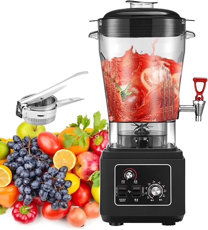 11l/15l/19l Blenders Smoothie Maker Food Processors with Soundproof Cover Adjustable Speeds Soy Milk Machine Juice Mixer for Commercial with Juicer (Black)