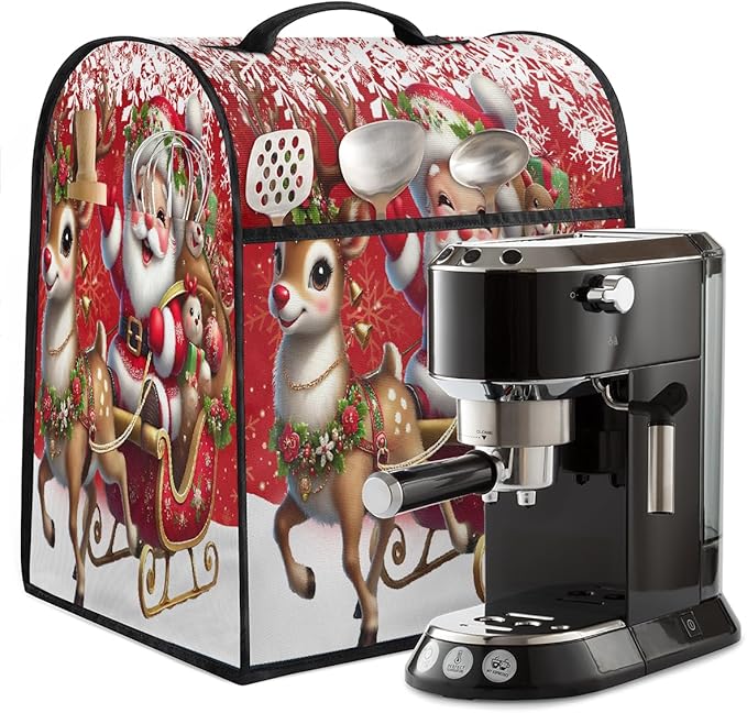 cfpolar Kitchen Aid Mixer Cover Compatible with 6-8 Quarts Christmas Elk Bell Santa Claus Stand Mixer Cover Kitchen Aid Mixers Accessories Appliance Organizer Bag Dust Covers with Zipper Pocket
