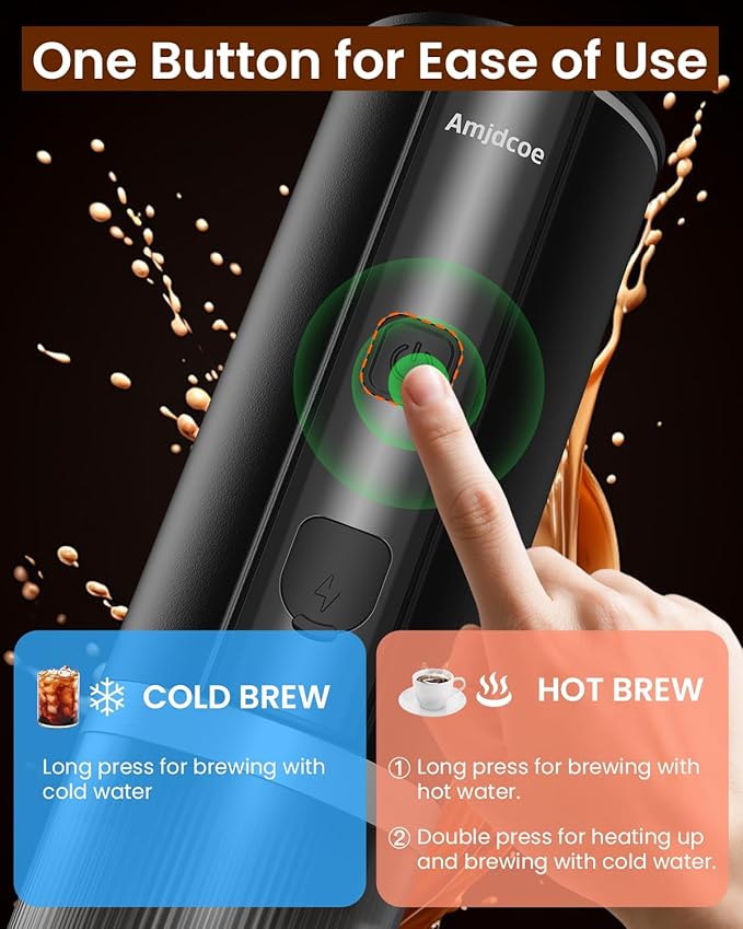 Portable Espresso Maker 20 Bar Electric Espresso Machine for Travel Camping Rechargeable USB-C Mini Coffee Maker for NS Capsule Pods and Ground Coffee Matte Black