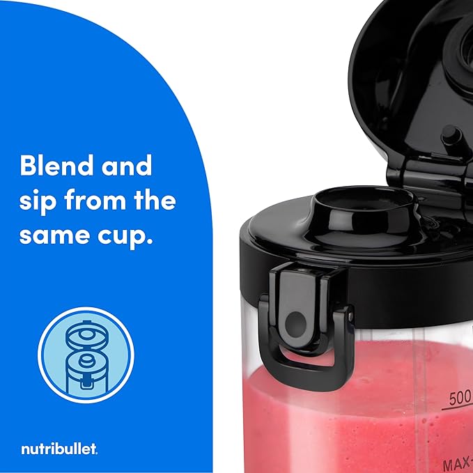 nutribullet Portable Blender Cordless 20oz Vessel Personal Blender USB-C Rechargeable Black NBPB50100K