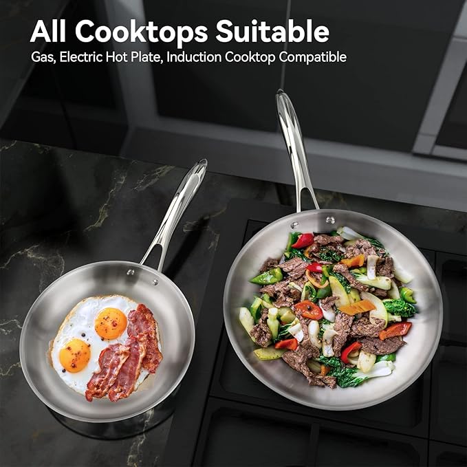 Duxtop Whole-Clad Tri-Ply Stainless Steel Induction Cookware Set 10PC Kitchen Pots and Pans Set