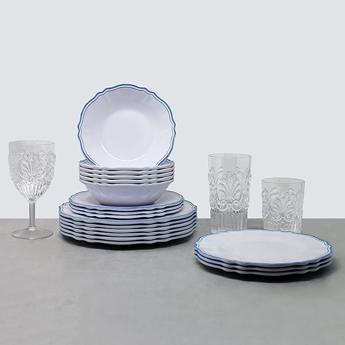 Le Cadeaux 18 Piece Luxury Melamine Dinnerware Set Service for 6 Maison