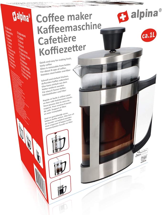 Alpina 871125297953 Coffee Machine 1 Litre Stainless Steel Silver 16.5 x 10 x 21.5 cm