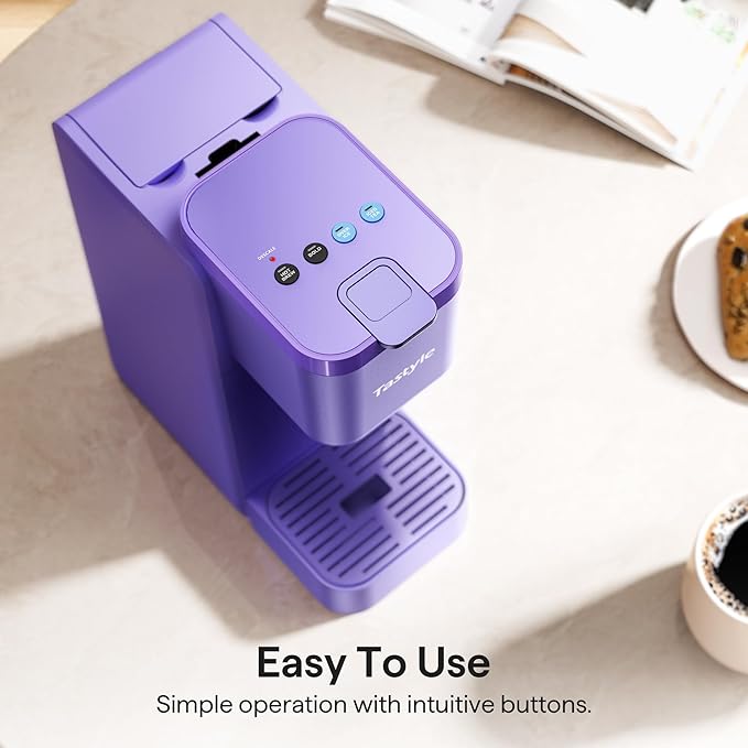 Single Serve Coffee Maker for K Cup Ground and Tea Hot and Iced Coffee Machines with Bold Setting 6 to 16 Oz Brew Sizes Compact for Small Spaces Purple (2.0 Version)