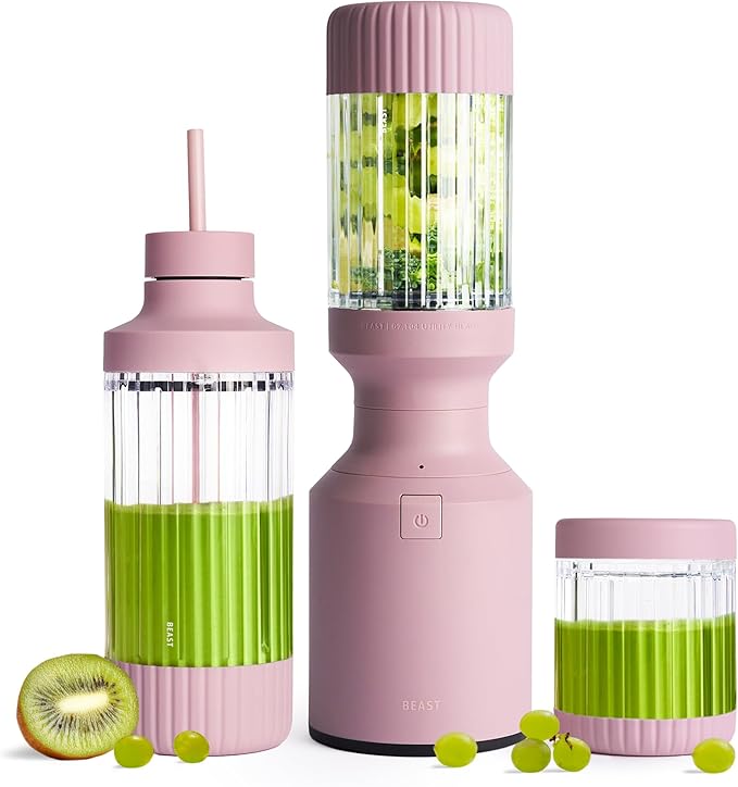Beast Mighty 850 Plus | Premium Compact Personal Blender | Smoothies Shakes Dressings Sauces | Blends Ice and Frozen Fruit | New XL Vessel | Extra Vessels Lids and Straws | 850W (Lilac)