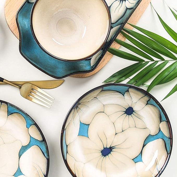 Elegant Dinnerware Set Dinner Plates Bowls Set Hand-Painted Dinnerware Set Rice Bowl Soup Bowl Dinner Plate Fish Plate Combination Ceramic Household Service For 212 Piece