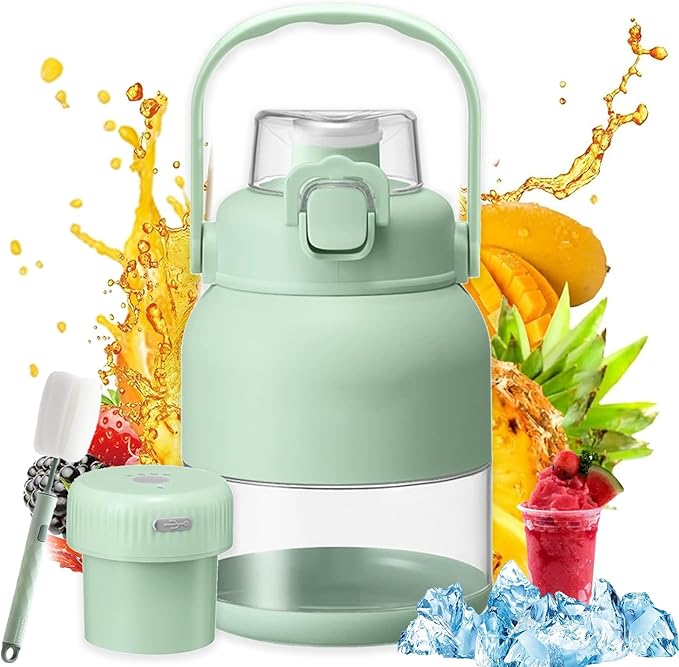 Electric Citrus Juicer 17 oz with Straw Two Lids Portable Blender for Smoothies Shakes Food Prep &amp Frozen Blending Large-Capacity Wireless Mini Juicer Cup on the Go for Kitchen Office (A-27o