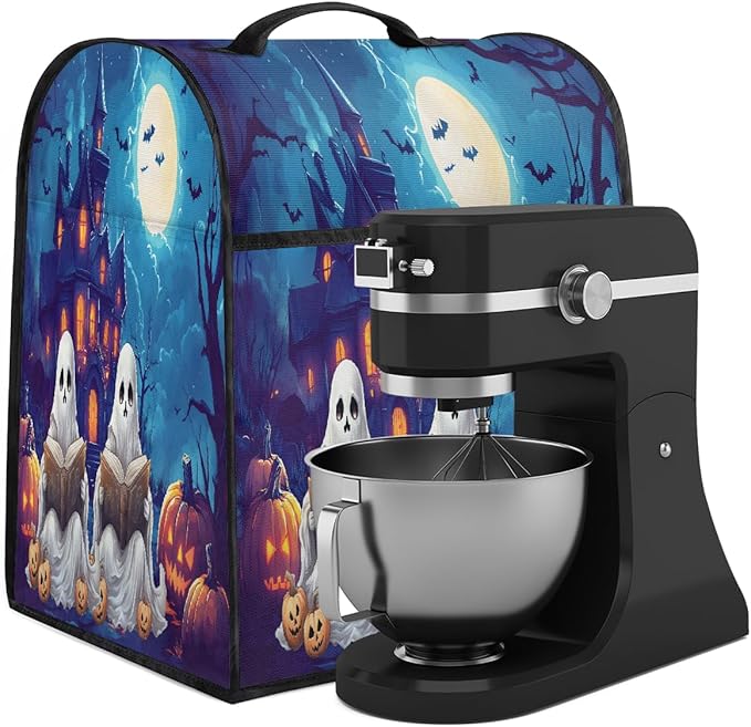 cfpolar Kitchen Aid Mixer Cover Compatible with 6-8 Quarts Pumpkin Ghosts Castle Stand Mixer Cover Kitchen Aid Mixers Accessories Appliance Organizer Bag Dust Covers with Zipper Pocket