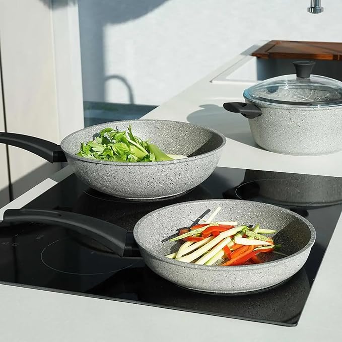 Flonal Pepita Bronze 8-Piece Forged Aluminum Non-Stick Cookware Set (Gray)