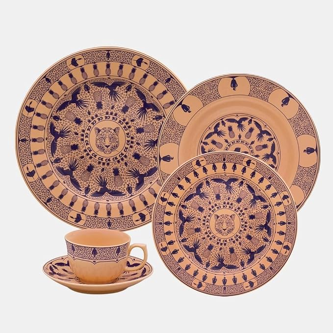 Oxford Terra Brasilis Tropic Porcelain 20 Piece Dinnerware Set Service for 4