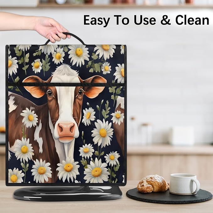 cfpolar Kitchen Aid Mixer Cover Compatible with 6-8 Quarts Flowers Daisy Cow Stand Mixer Cover Kitchen Aid Mixers Accessories Appliance Organizer Bag Dust Covers with Zipper Pocket