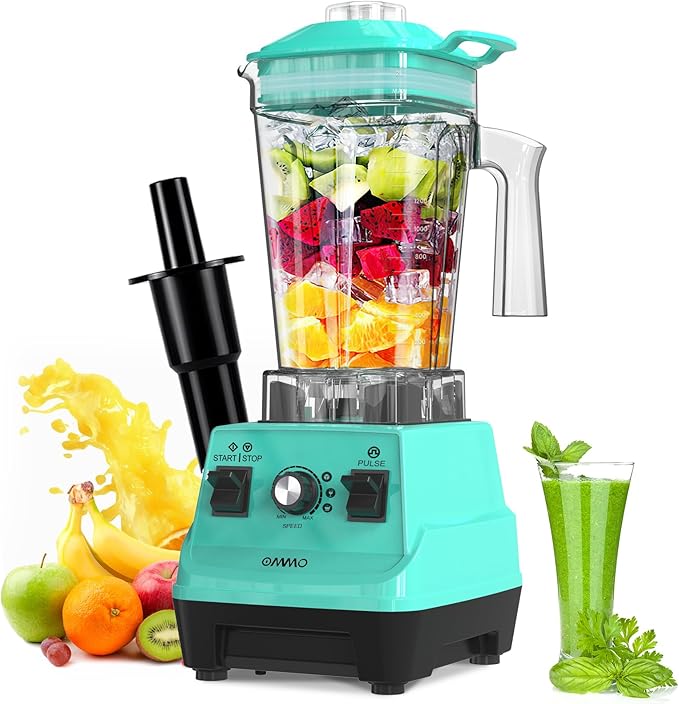 OMMO Blender 1800W Professional High Speed Countertop Blender with Durable Stainless Steel Blades 60oz BPA Free Blender for Shakes and Smoothies Nuts Ice and Fruits Dishwasher Safe