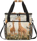 Forest Giraffe Coffee Maker Carrying Bag Flowers Giraffe Travel Storage Bag Compatible with K-Mini or K-Mini Plus Single Serve Coffee Brewer Carrying Case with Multiple Pockets &amp Shoulder Strap