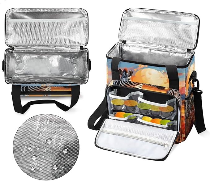 Sunset Zebra Coffee Maker Carrying Bag Chrysanthemum Travel Storage Bag Compatible with K-Mini or K-Mini Plus Single Serve Coffee Brewer Carrying Case with Multiple Pockets &amp Shoulder Strap
