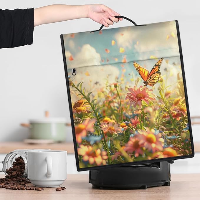 Kitchen Aid Mixer Cover Lovely Butterfly Flower Stand Mixer Cover Compatible with 6-8 Quarts Stand Mixers Dust Covers with Zipper Pocket Foldable Washable Kitchen Aid Organizer Bag