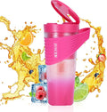 Dioche 4000mAh TypeC Rechargeable 460ml Smoothie Maker with 6 Blades for Juices &amp Shakes - Ideal for Gym Travel and Office (Pink)