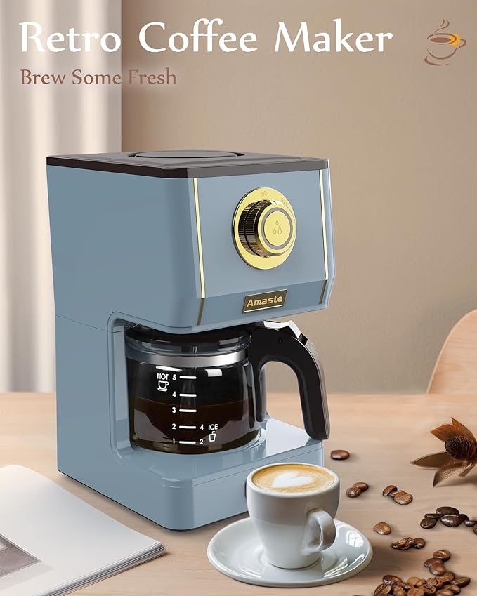 Amaste Retro Coffee Maker &amp Toaster Set- Ash Blue