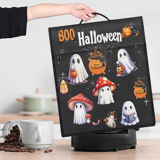 cfpolar Kitchen Aid Mixer Cover Compatible with 6-8 Quarts Halloween Pumpkin Spider Ghosts Stand Mixer Cover Kitchen Aid Mixers Accessories Appliance Organizer Bag Dust Covers with Zipper Pocket