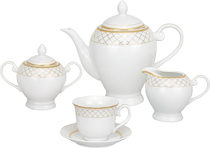 Lorren Home Trends 57-Piece Porcelain Dinnerware Set Beatrice Service for 8