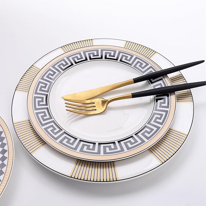 Luxury Bone China Dinnerware Set for 4 16 Pieces Black and Gold Dinner Plate Sets Premium Dishes Set for Brunch Party Housewarming Anniversary Wedding