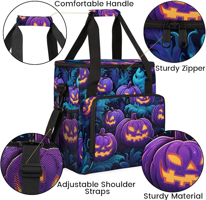 Gothic Halloween Pumpkins Coffee Maker Carrying Bag Travel Storage Bag Compatible with K-Mini or K-Mini Plus Single Serve Coffee Brewer Carrying Case with Multiple Pockets &amp Shoulder Strap